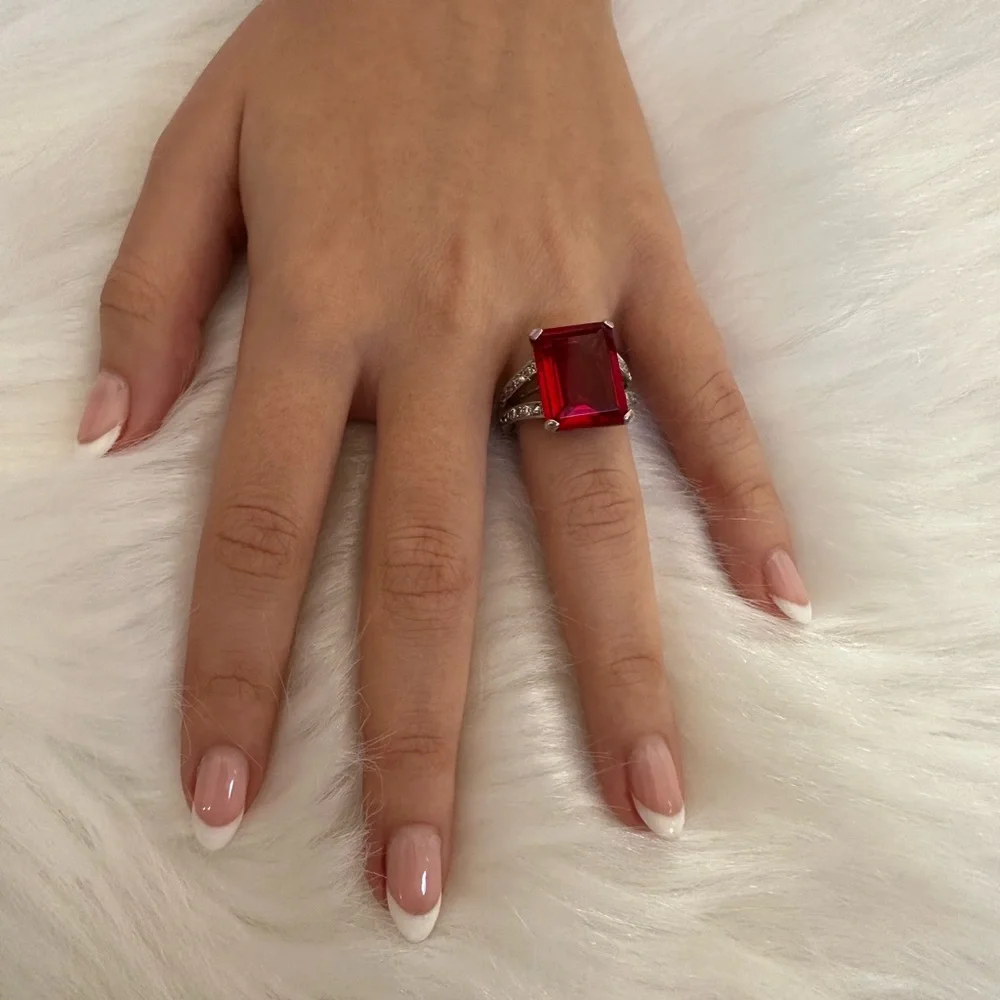 Radiant Red Gemstone Women's Ring